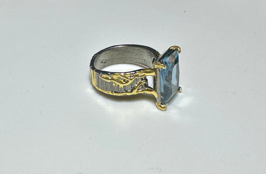 Aquamarin 925 Ayar Gümüş El Yapımı Özel Tasarım Yüzük