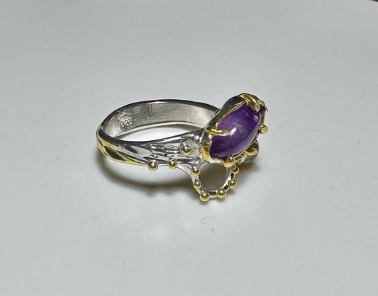 Ametist Amorf Doğal Taş 925 Ayar Gümüş El yapımı Özel Tasarım Yüzük