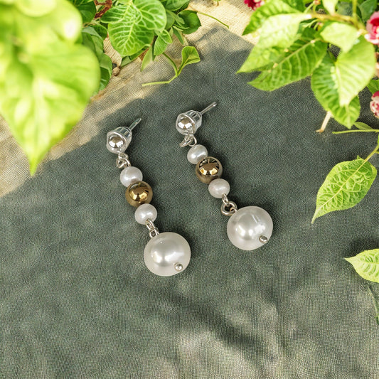 Kültür İncisi & Pirit Taşlı 925 Ayar Gümüş El Yapımı Küpe