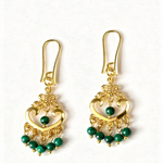 Malahit Taşlı Etnik Retro Küpe – 18K Altın Yaldız Kaplama El Yapımı Tasarım