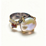 Baroque Pearl Amorphous 925 Sterling Silver Handmade Custom Design Ring