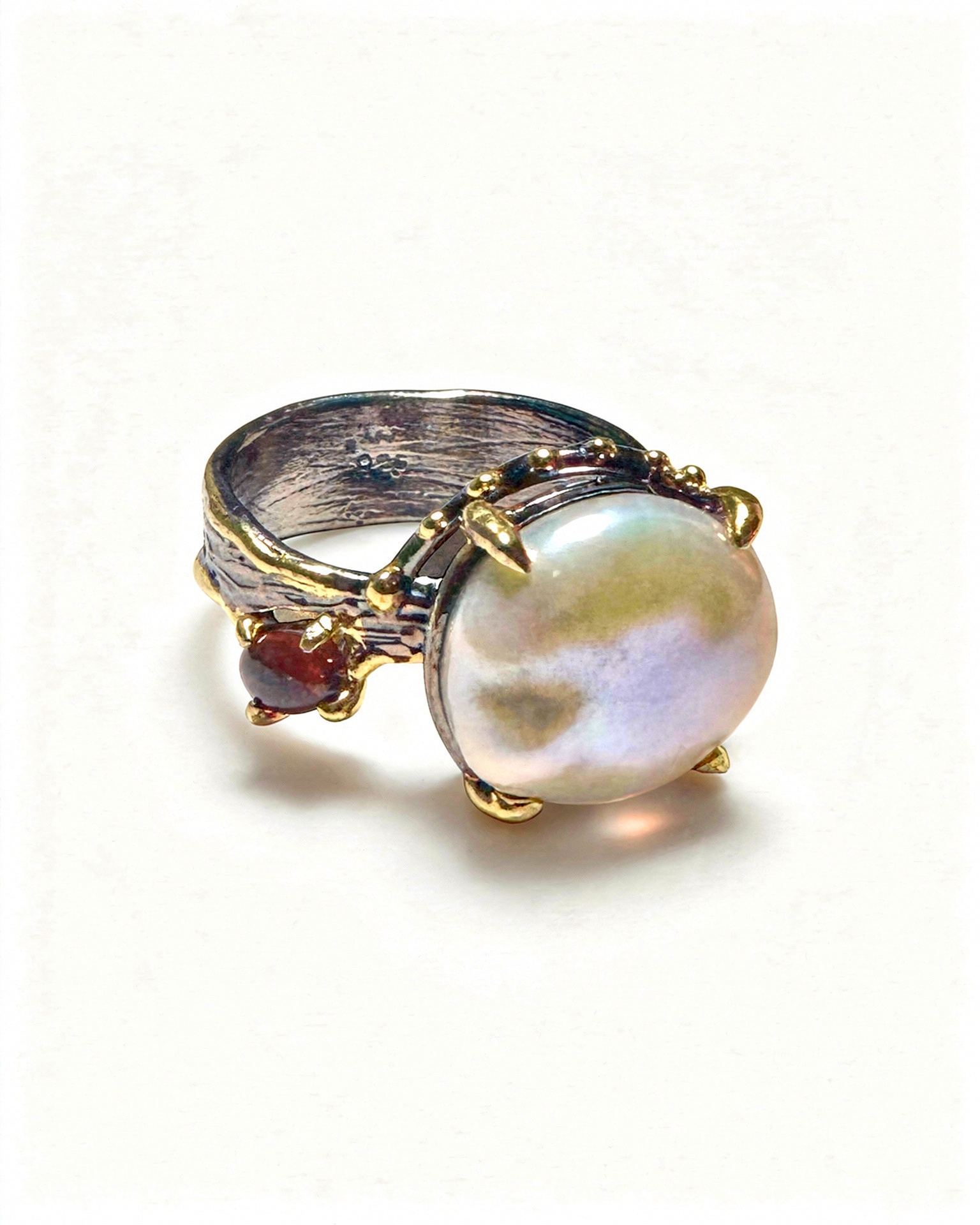 Baroque Pearl Amorphous 925 Sterling Silver Handmade Custom Design Ring