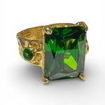 Yeşil Topaz 925 Ayar Gümüş El Yapımı Özel Tasarım Yüzük