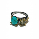 Turquoise & Labradorite 925 Sterling Silver Handmade Special Design Ring