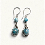 Apatite Natural Stone Silver Wire Wrap Earrings