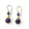 Lapis Natural Stone Silver Wire Wrap Earrings