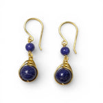 Lapis Natural Stone Silver Wire Wrap Earrings