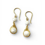 Sedef Doğal Taş Gümüş Tel Sarma Küpe