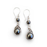 Hematit Doğal Taş Gümüş Tel Sarma Küpe