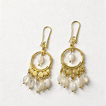 Sedef Doğal Taşlı Altın Yaldız Kaplama 18K Etnik Küpe