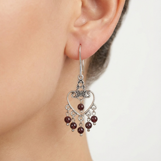 Garnet Doğal Taş Küpe