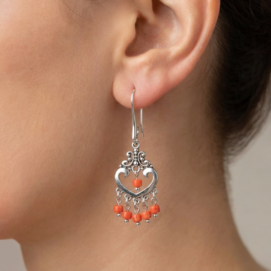 Mercan Doğal Taş Küpe