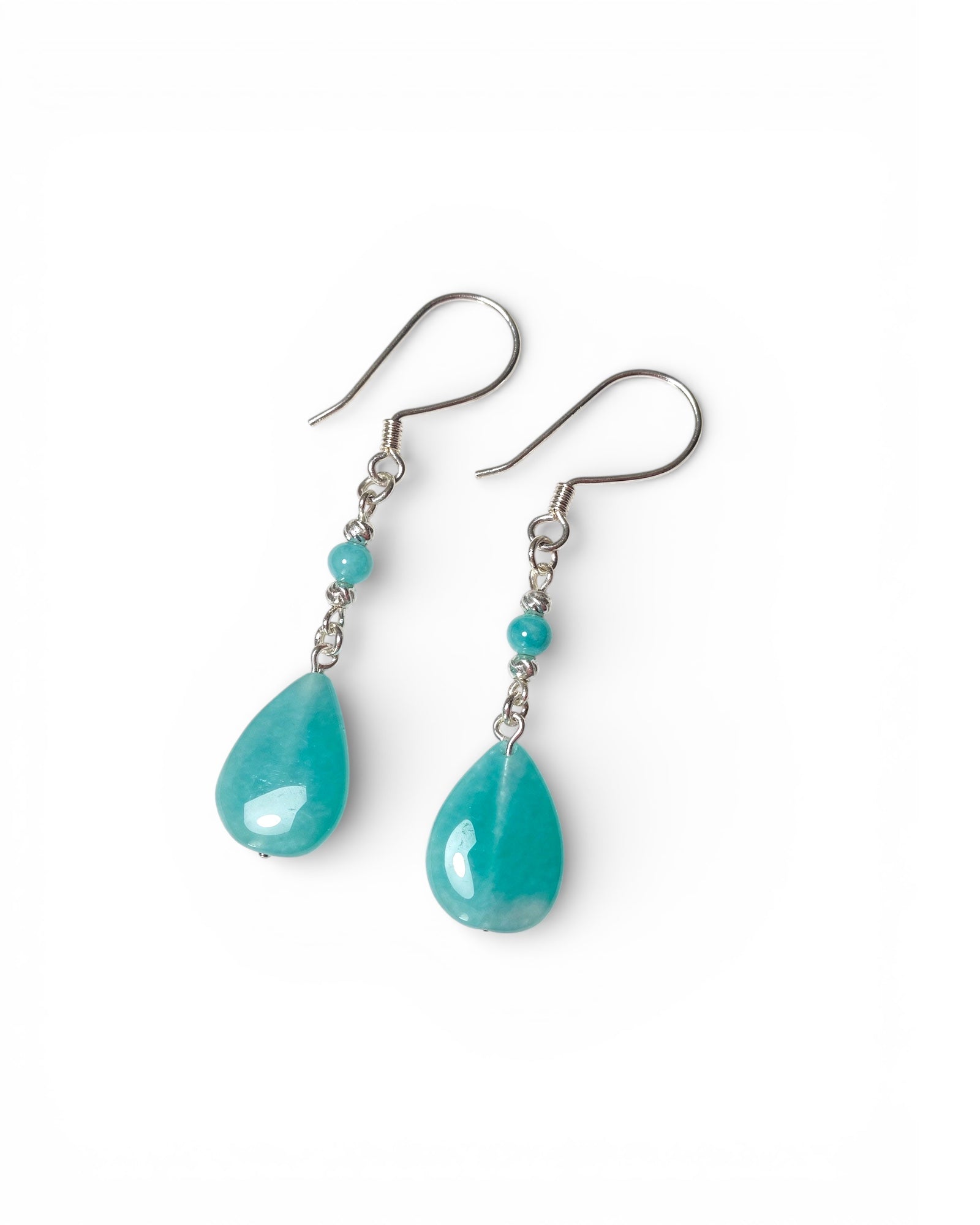 Amazonit Doğal Taş 925 Ayar Gümüş Küpe