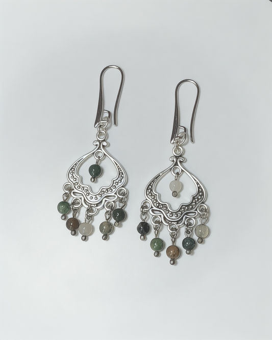 Hint Akik Doğal Taş Küpe