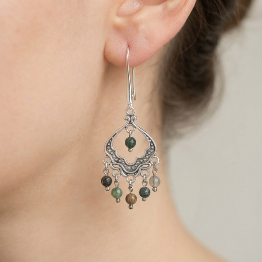 Hint Akik Doğal Taş Küpe