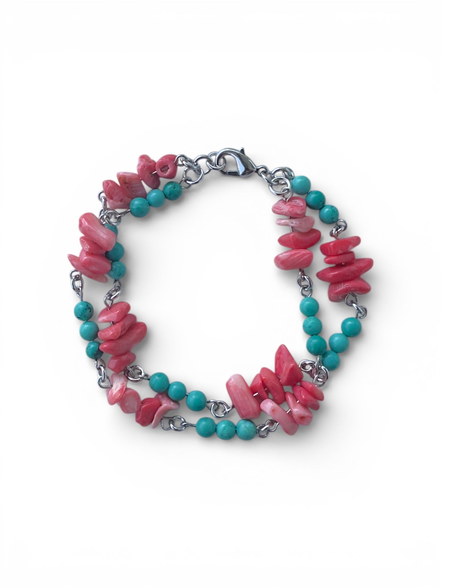 Turkuaz & Pembe Mercan Doğal Taş Bileklik