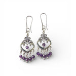 Amethyst Natural Stone Retro Ethnic Silver Plated Earrings
