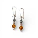 Hematit & Kehribar Doğal Taş Küpe