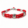 Kırmızı Mercan Dizi Doğal Taş Gümüş Kaplama Bileklik