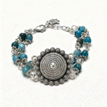 Apatit Doğal Taş Gümüş Kaplama Etnik Bileklik