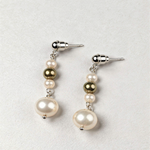 Kültür İncisi & Pirit Taşlı 925 Ayar Gümüş El Yapımı Küpe