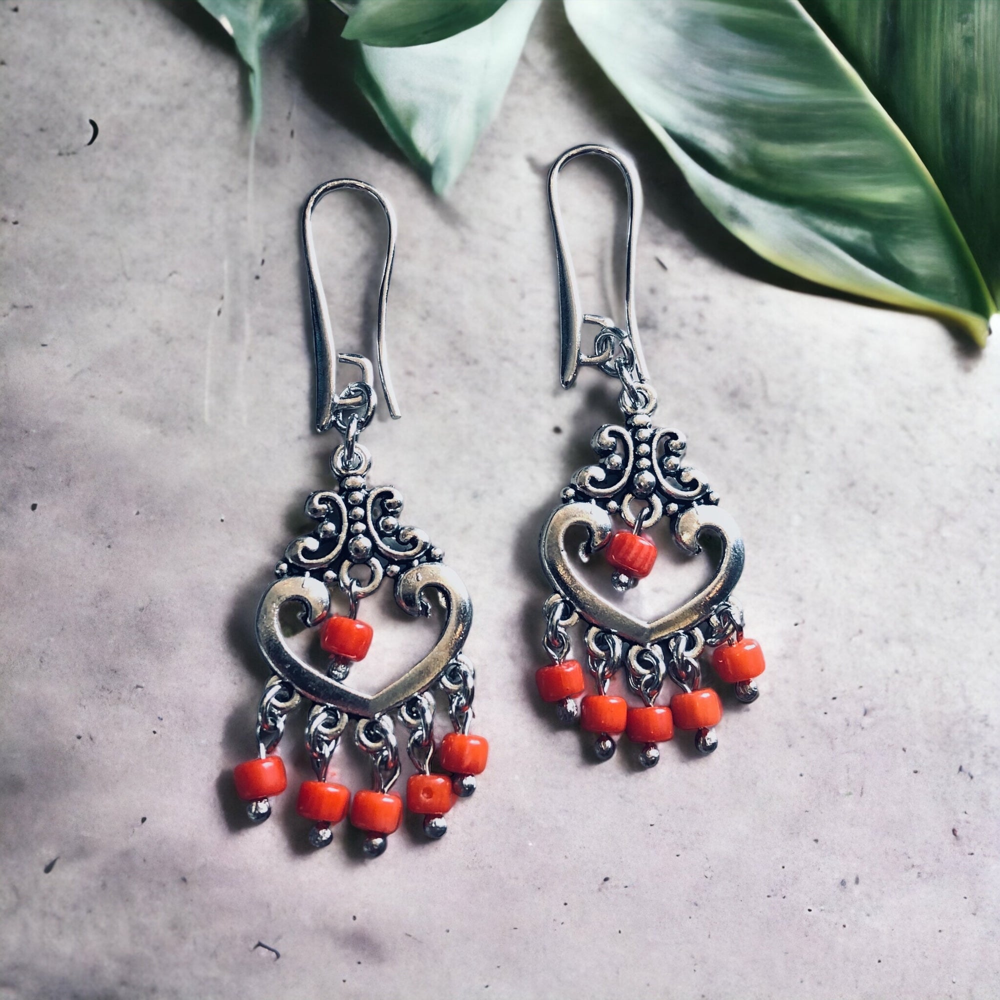 Mercan Doğal Taş Küpe