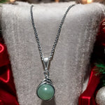 Aventurine Natural Stone Silver Wire Wrap Necklace