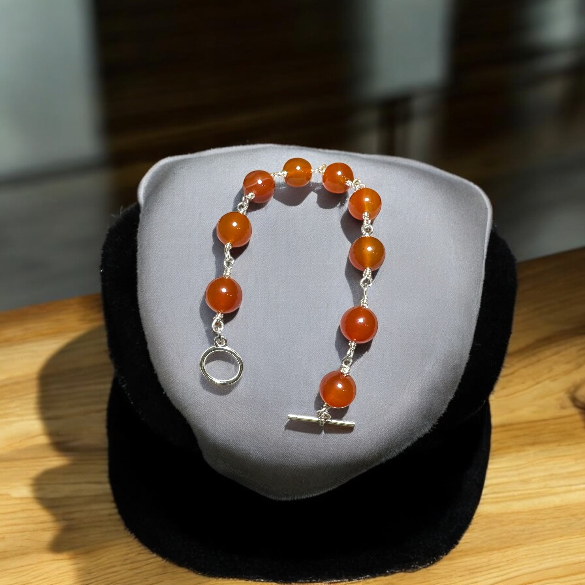 Akik Doğal Taş Gümüş Bileklik