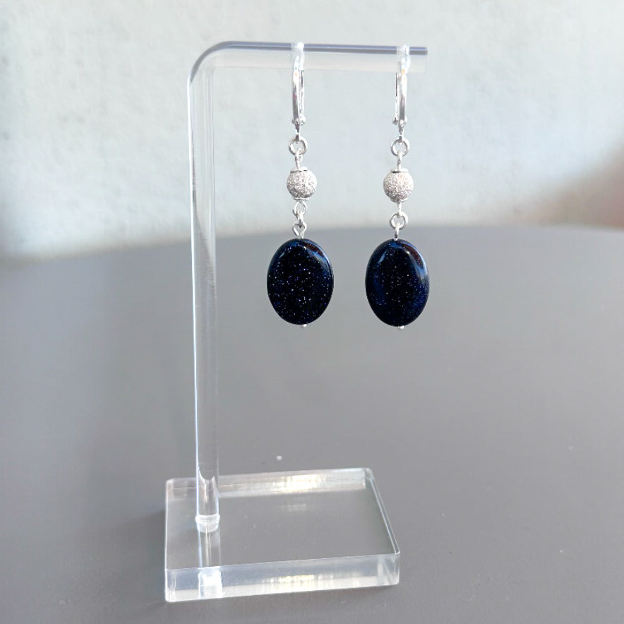 Mavi Yıldız Doğal Taş Gümüş Küpe