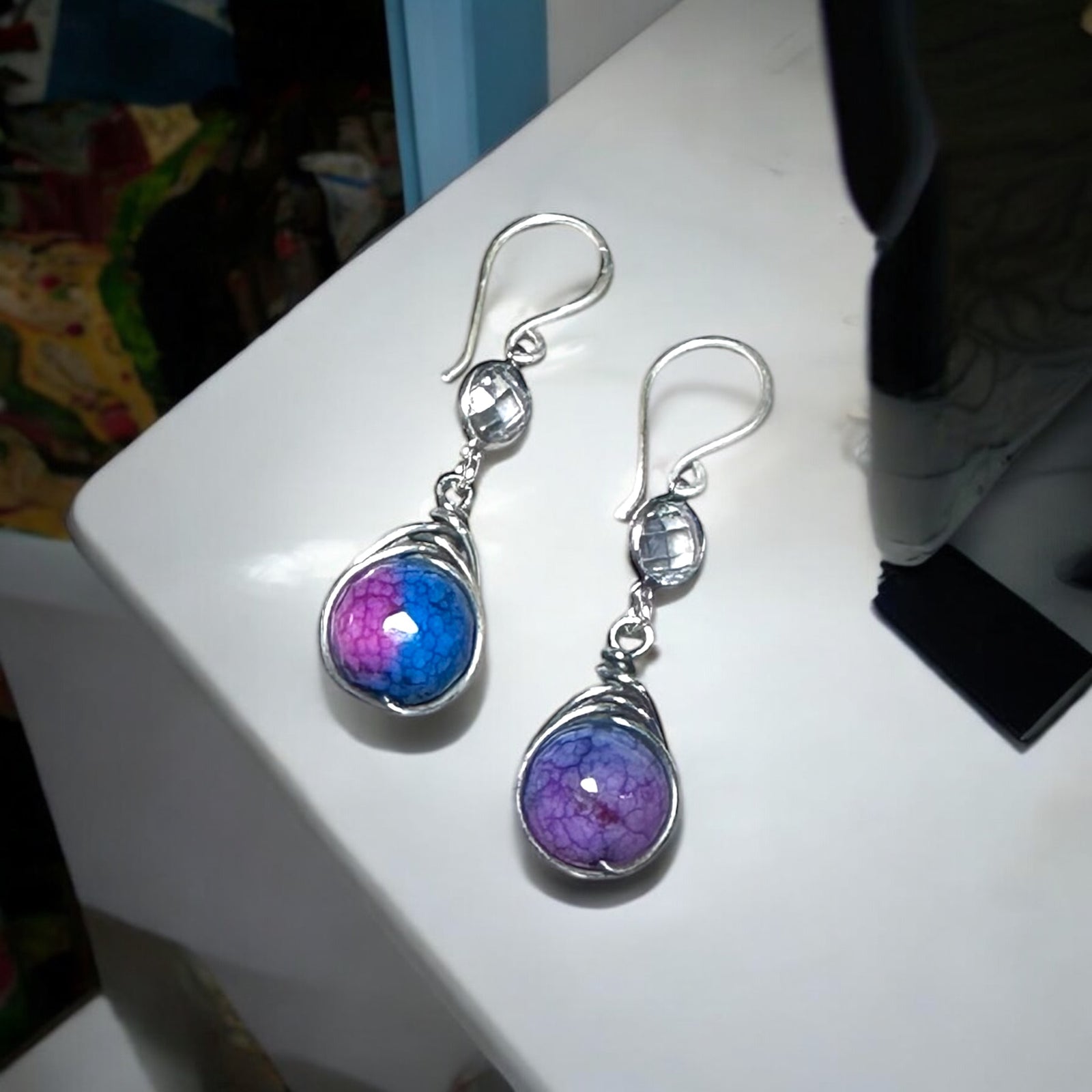 Gümüş Zirkon Taş Akik Küpe