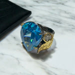 Aquamarin Damla 925 Ayar Gümüş El Yapımı Özel Tasarım Yüzük