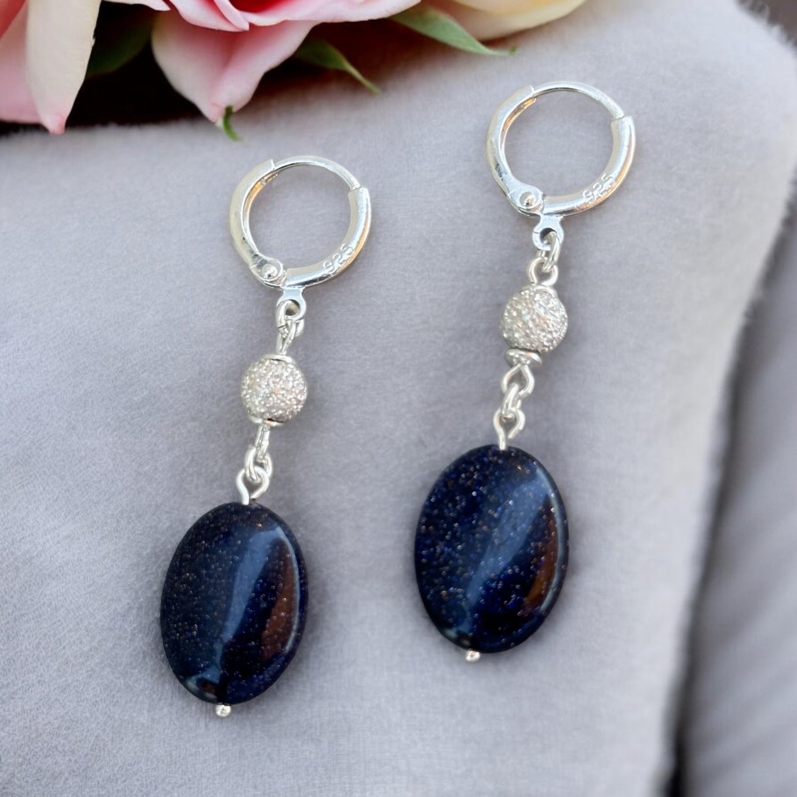 Mavi Yıldız Doğal Taş Gümüş Küpe