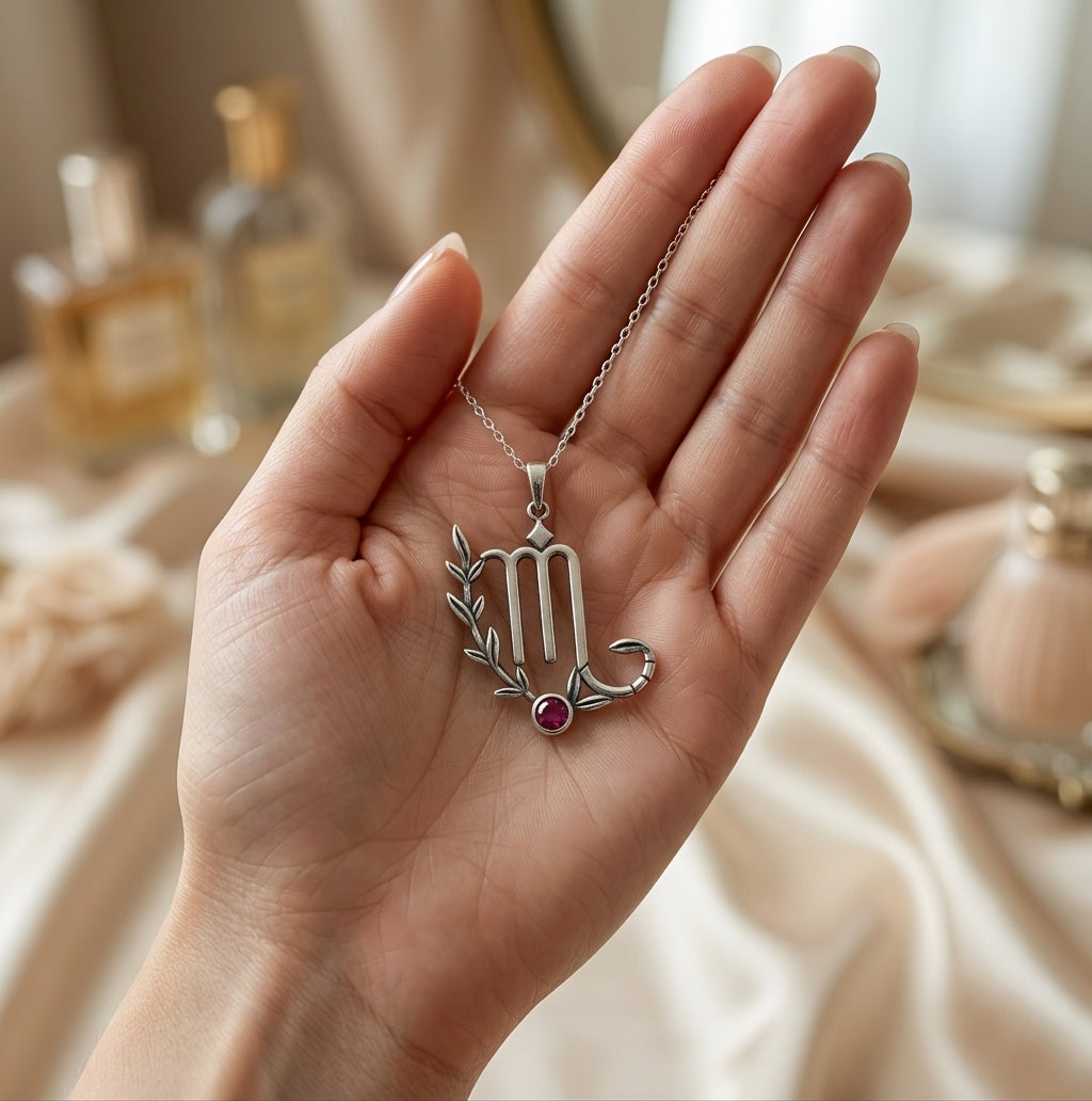 Akrep Burcu Kolyesi – Ruby Zirkon Taşlı