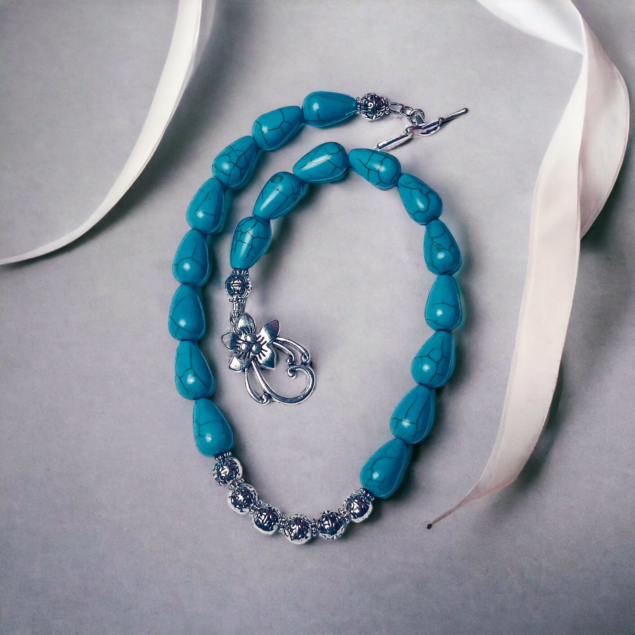 Turkuaz Damla Doğal Taş Kolye