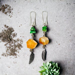 Sitrin & Yeşil Sedef Doğal Taş Küpe